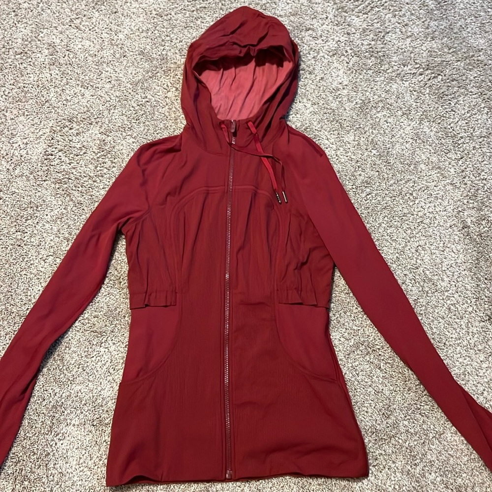 Lululemon red zip up hoodie. Size 8